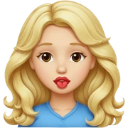 Blonde girl long wavy hair making kissy face  sticker