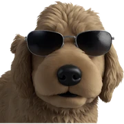 fluffy dog in sunglasses sticker