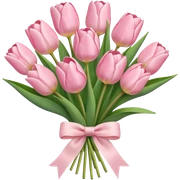 light pink tulip bouquet with light pink bow sticker