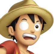 Shocked Luffy with his one hand behind his head and his eyes wide open sticker