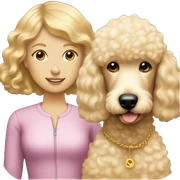 golden poodle with a blonde flat haired girl  sticker