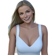 smiling girl in white dress sticker