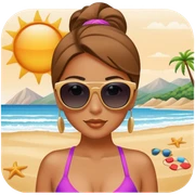 Woman with sunglasses on beach sticker