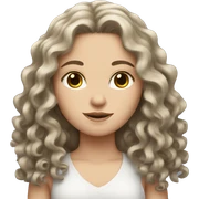 White girl with long curly dark brown hair sticker