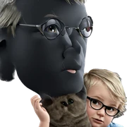boy with cat and sunglasses sticker