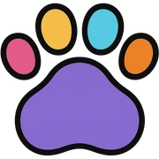 colorful puppy paw print with a border sticker