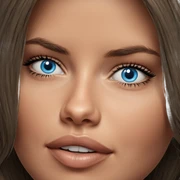 blue-eyed girl close-up portrait sticker