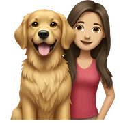 golden retriever with brunette girl  sticker