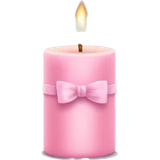 pastel pink candle, with pink bow sticker