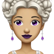 A girl with an elegant dress as a queen, that has purple lips and with just one eye, and the other is like a void  sticker