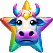 Lisa frank glitter sun star rainbow cow sticker