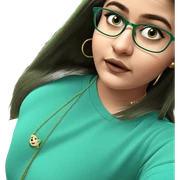 girl in green shirt with accessories sticker