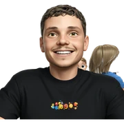 smiling boy in black shirt sticker