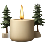Candle in beige concrete vessel with painted pine trees sticker