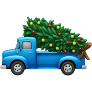 Blue truck with Christmas tree sticker