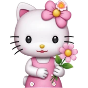 Hello Kitty with flowers in her hand sticker