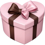 pale pink heart box, pale pink bow, filled with chocolates inside sticker