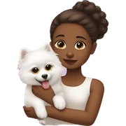 Brown skinned girl petting her White pomeranian  sticker