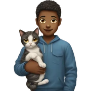 boy holding cat portrait sticker