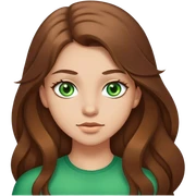Girl with brown long hair, middle hair part, green eyes sticker