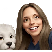 smiling girl with cat and dog sticker