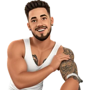 smiling boy with tattooed beard sticker