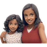 mother and daughter joyfully smiling sticker