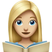 Blonde girl with blue eyes reading book  sticker