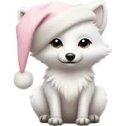 baby polar fox with a pale pink christmas hat sticker