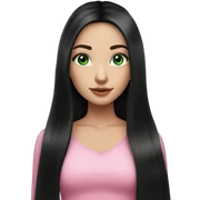 Beautiful Russian girl green eyes very long black hair pink clothes  sticker