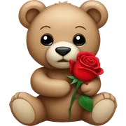 Teddy bear holding a red rose sticker