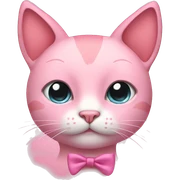pink cat with bows on ears sticker
