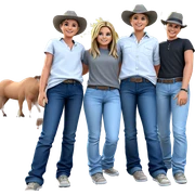 girl with boys outdoors smiling sticker