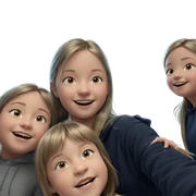 smiling girls by the window sticker