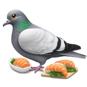 Pigeon eating sushi sticker