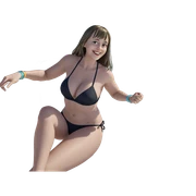 smiling girl in bikini by ocean sticker