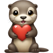 Otter holding heart sticker