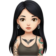 long black hair beautiful girl with tattoos  sticker