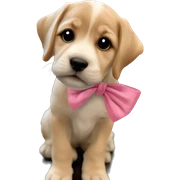 adorable puppy with pink bow sticker