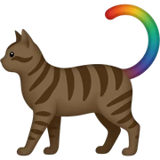 🐈Shadow of a cat, only the tail is colorful, prominent and curved, minimalistic silhouette, on transparent background
 sticker