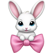 Baby bunny with coquette bow on ear sticker