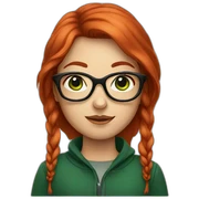 Red hair girl with green eyes and black eyeglasses sticker