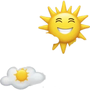 Sunshine and clouds with cheerful text like "Good Vibes Only" sticker