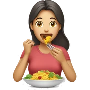 women eating sticker