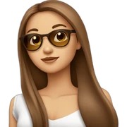White cute girl with long brown hair holding sundglasses sticker