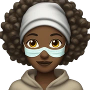 Black girl with curly hair and face mask on sticker