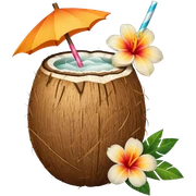 Coconut drink with flowers sticker