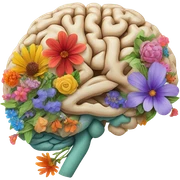 anatomical brain with flowers sticker