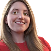 smiling girl in red shirt sticker