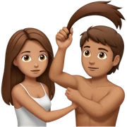 Brown hair Guy pulling brown hair girls hair sticker